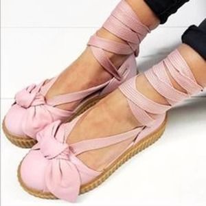 Puma Pink Ballet Platform with Bow Detail Shoes